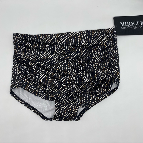 Miraclesuit Women's Printed Tummy Control High-Waist Bikini Bottoms, Black 8 - Picture 1 of 7